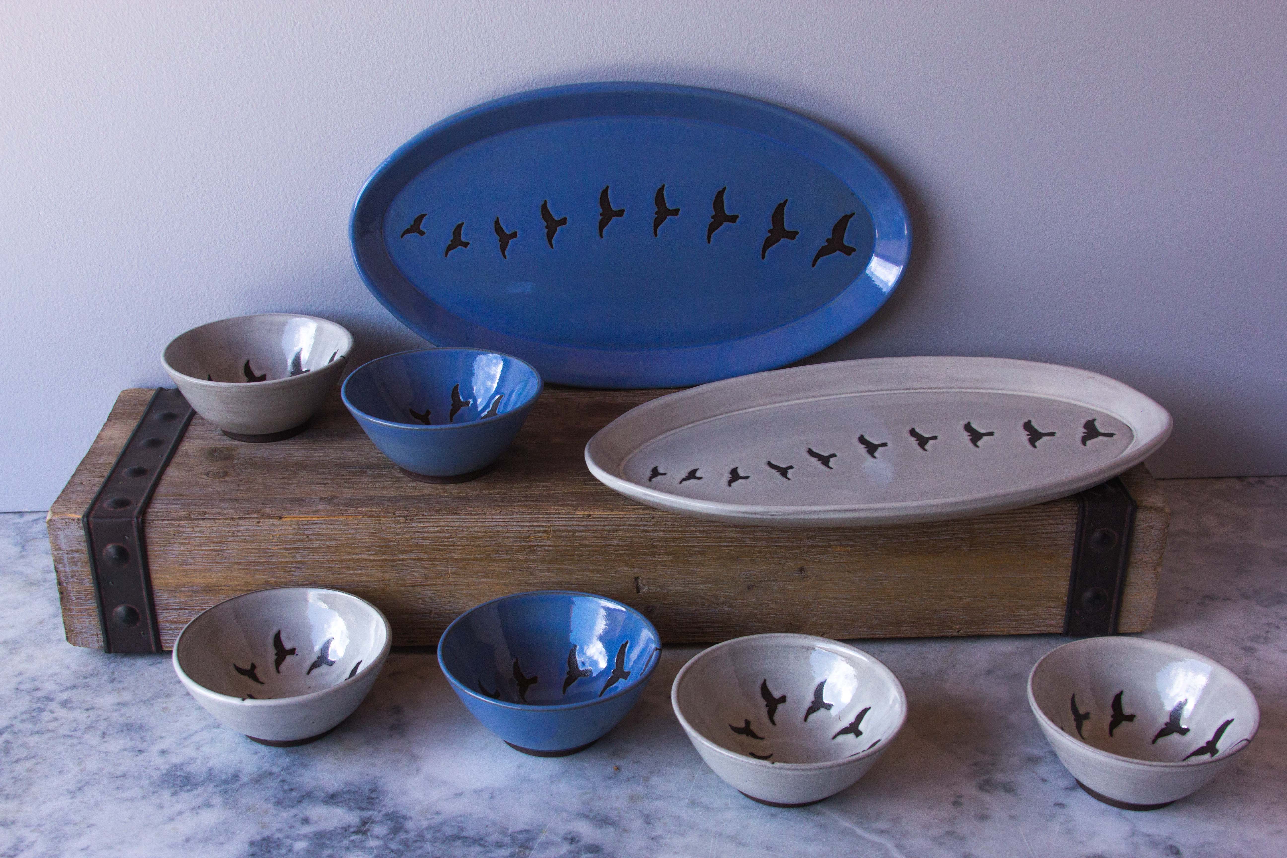 Foxtail Pottery - Nighthawk Medium Oval Serving Platter Periwinkle Glaze